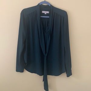 LOFT Tie Green Blouse